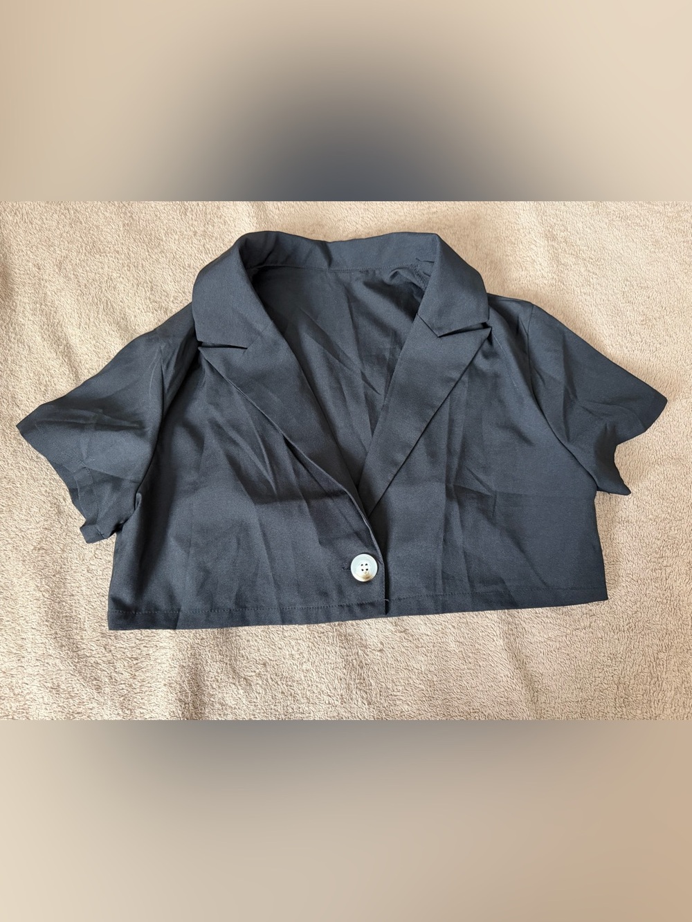 Black Cropped Single-Button Blazer